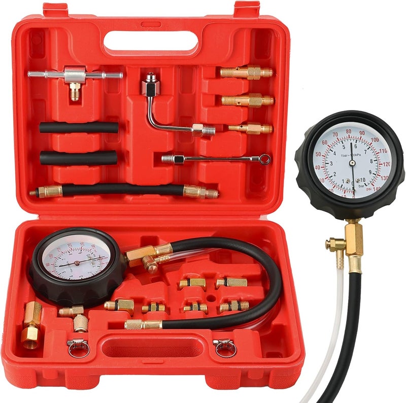 weyleity 0-140PSI Fuel Pressure Gauge Kit | Fuel Injection Pump Pressure Tester Gauge Kit, TU-114 Oil Pressure Tester Tool for Motorcycles Cars Trucks - Image 1